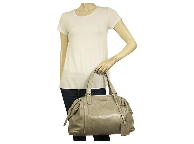 Trussardi Jeans Handtasche Bauletto aus grauem Distressed-Leder - Ansicht 10