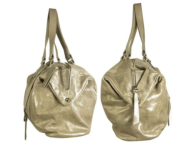 Trussardi Jeans Handtasche Bauletto aus grauem Distressed-Leder - Ansicht 5