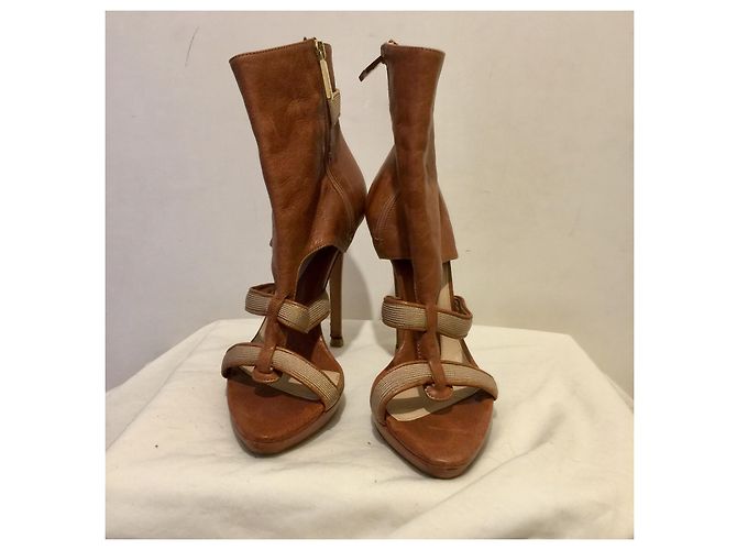Herve Leger sexy tacchi alti con ritagli Marrone - vista 2