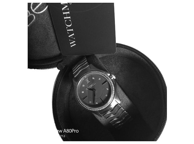 EBEL RELÓGIO DE AÇO DIAMANTE BEZEL Cinza antracite - vista 2