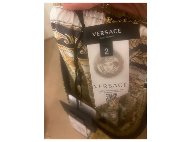 Pantalones Versace de seda amarillo - vista 4