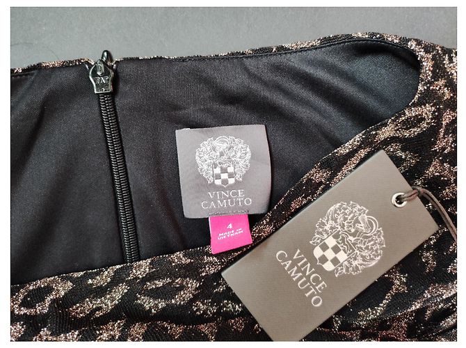 Abito Vince Camuto Nero e Oro in Nylon D'oro - vista 4