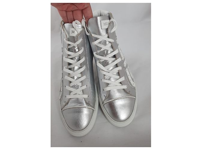 Just Cavalli Sneaker Silber Weiß Leder 44 - Ansicht 2