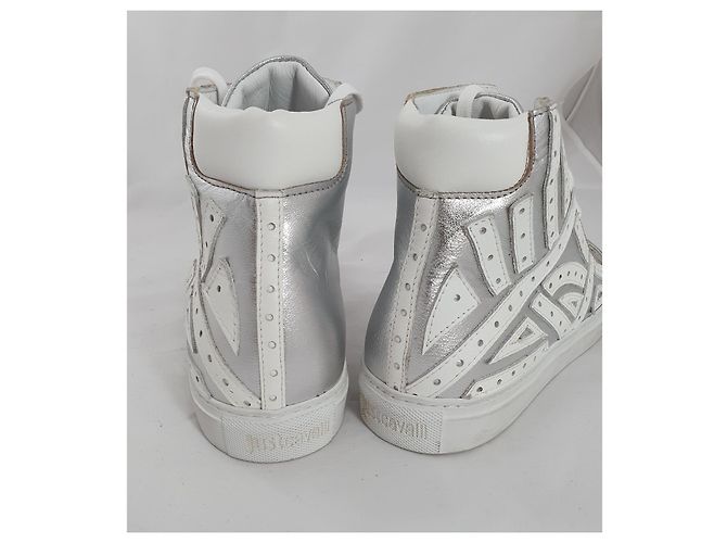 Just Cavalli Sneaker Silber Weiß Leder 44 - Ansicht 4