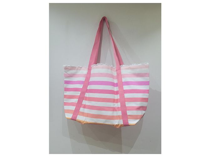 Autre Marque Victoria's Secret borsa tote bag righe Rosa Bianco - vista 2