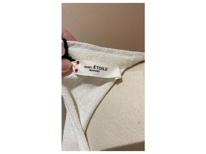 Top Isabel Marant Etoile de Babados em Algodão Branco e Azul - vista 8