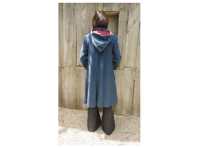 Autre Marque Cappotto blu in lana e nylon con cappuccio staccabile taglia 38 - vista 2