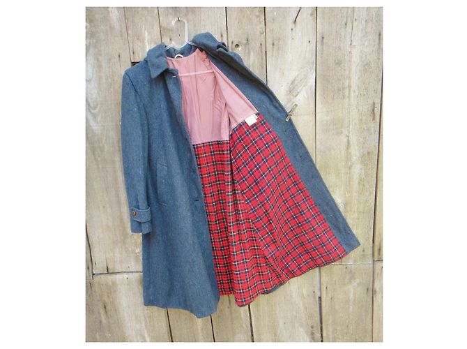 Autre Marque Cappotto blu in lana e nylon con cappuccio staccabile taglia 38 - vista 3