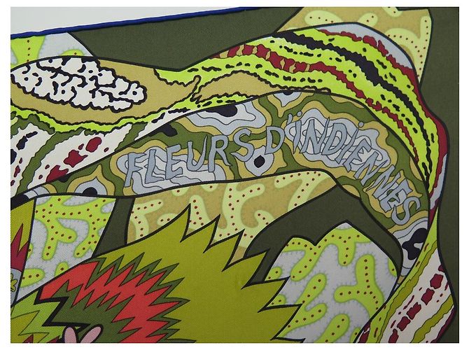 Hermès NEW HERMES SCIARPA FIORI INDIANI ALINE HONORE CARRE SCIARPA SETA SETA Verde - vista 3