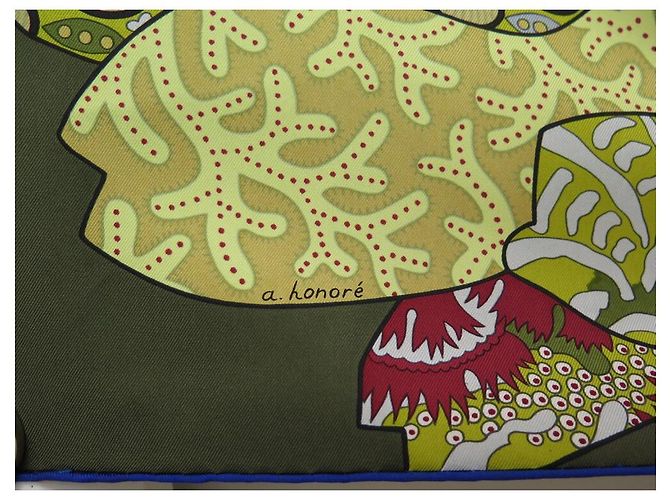 Hermès NEW HERMES SCIARPA FIORI INDIANI ALINE HONORE CARRE SCIARPA SETA SETA Verde - vista 4