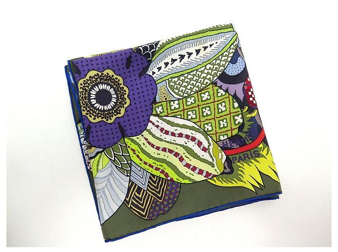 Hermès NEW HERMES SCIARPA FIORI INDIANI ALINE HONORE CARRE SCIARPA SETA SETA Verde - vista 8