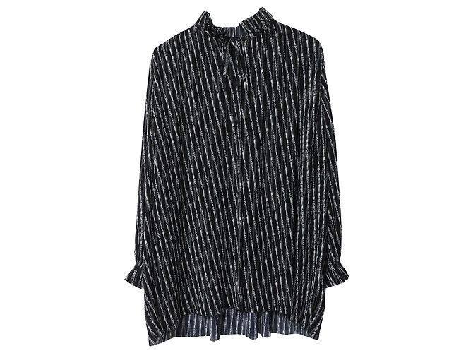 Balenciaga Electric Plissee-Bluse mit Logo-Print aus mehrfarbigem Polyester - Ansicht 5