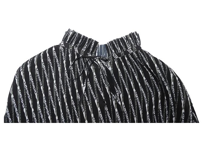 Balenciaga Electric Plissee-Bluse mit Logo-Print aus mehrfarbigem Polyester - Ansicht 6