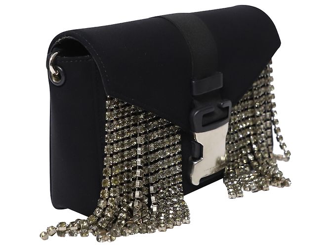 Christopher Kane Borsa a Tracolla Devine con Cristalli in Neoprene Nero - vista 2