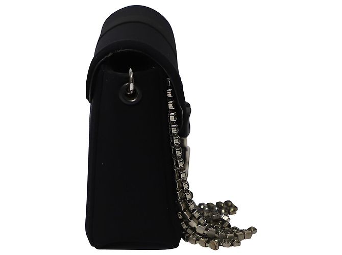 Christopher Kane Borsa a Tracolla Devine con Cristalli in Neoprene Nero - vista 3