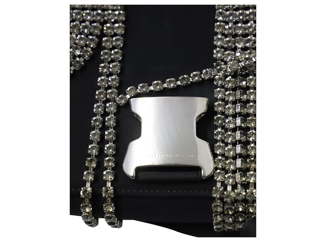 Christopher Kane Borsa a Tracolla Devine con Cristalli in Neoprene Nero - vista 9
