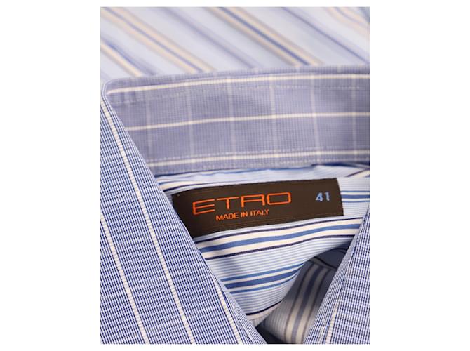 Camicia Buttondown Etro Rigata in Cotone Blu - vista 3