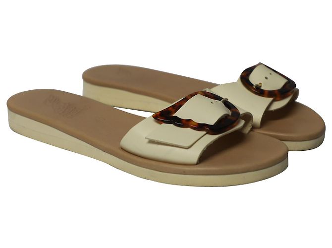 Ancient Greek Sandals Sandali Aglaia della Grecia Antica in Pelle Bianca - vista 3