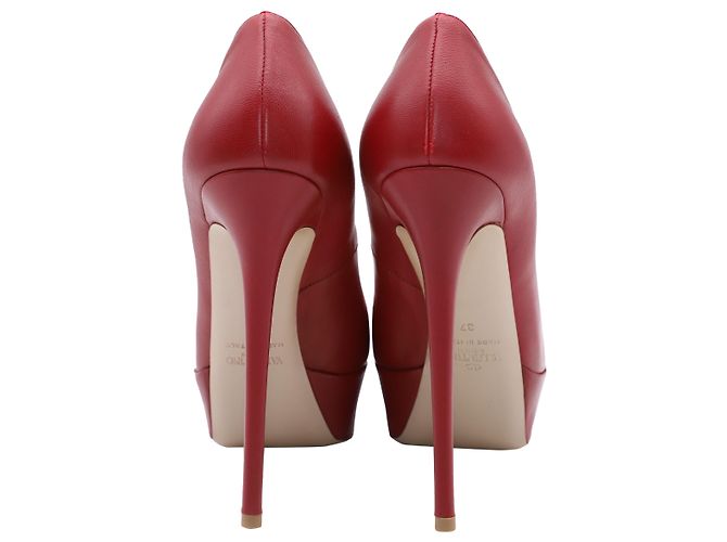 Decolleté Valentino Rosso Platform in Pelle Rossa - vista 3