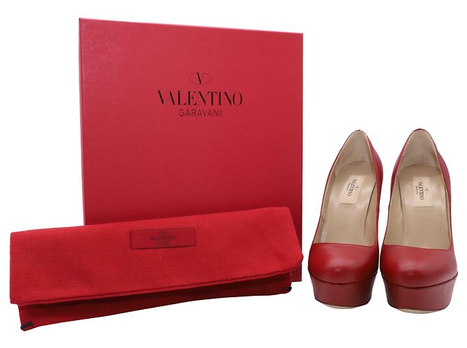 Decolleté Valentino Rosso Platform in Pelle Rossa - vista 7