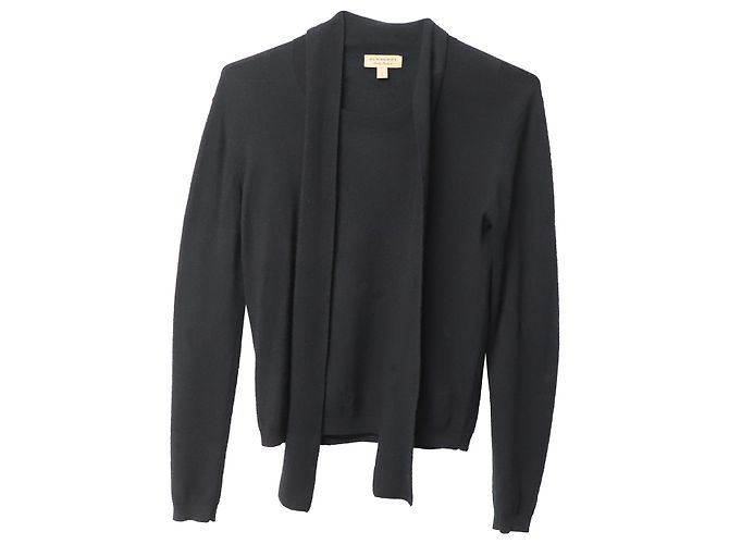Burberry-Pullover mit angenähtem Schal aus schwarzem Kaschmir - Ansicht 4