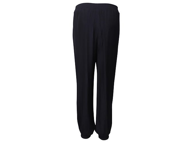 Lanvin Hose mit elastischem Bund aus marineblauem Polyester - Ansicht 3