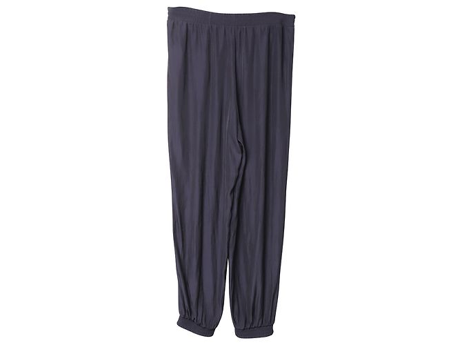 Lanvin Hose mit elastischem Bund aus marineblauem Polyester - Ansicht 4