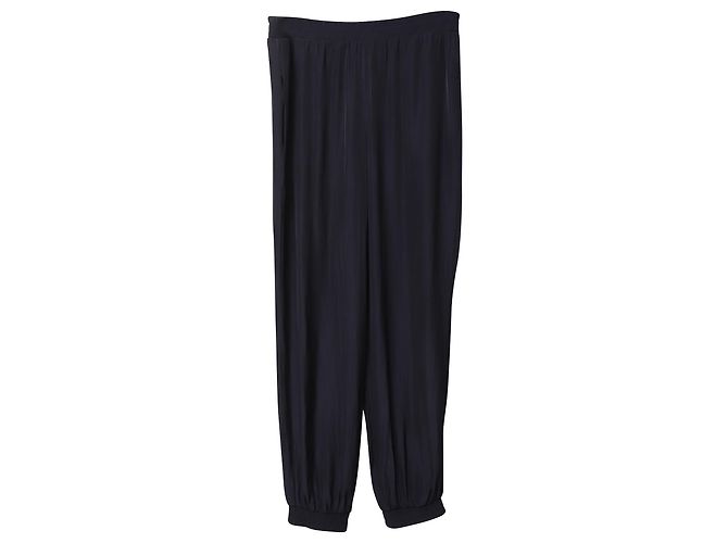 Lanvin Hose mit elastischem Bund aus marineblauem Polyester - Ansicht 5