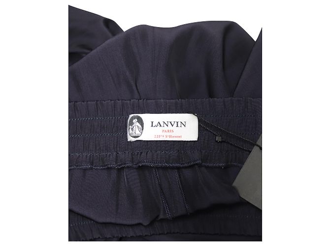 Lanvin Hose mit elastischem Bund aus marineblauem Polyester - Ansicht 6