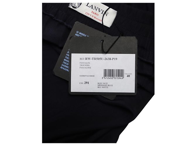 Lanvin Hose mit elastischem Bund aus marineblauem Polyester - Ansicht 8