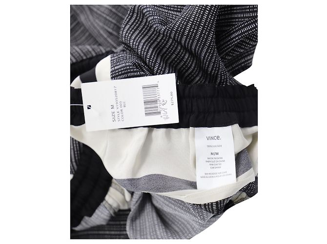 Vince Checked Drawstring Pants in Black Silk - view 4