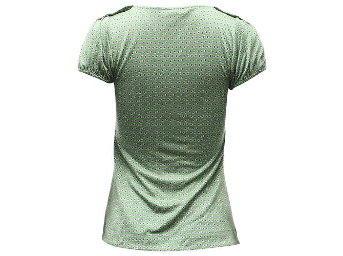 Diane Von Furstenberg Dot Print Bluse aus grüner Seide - Ansicht 2