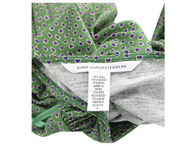 Diane Von Furstenberg Dot Print Bluse aus grüner Seide - Ansicht 4