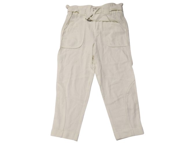 Calça IRO cintura alta em algodão branco - vista 2