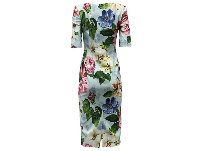 Dolce & Gabbana Midikleid mit Blumenmuster aus hellblauer Viskose - Ansicht 2