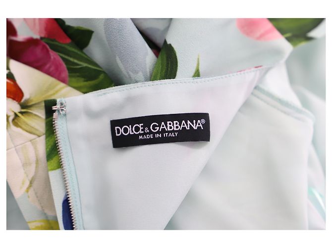 Dolce & Gabbana Midikleid mit Blumenmuster aus hellblauer Viskose - Ansicht 4