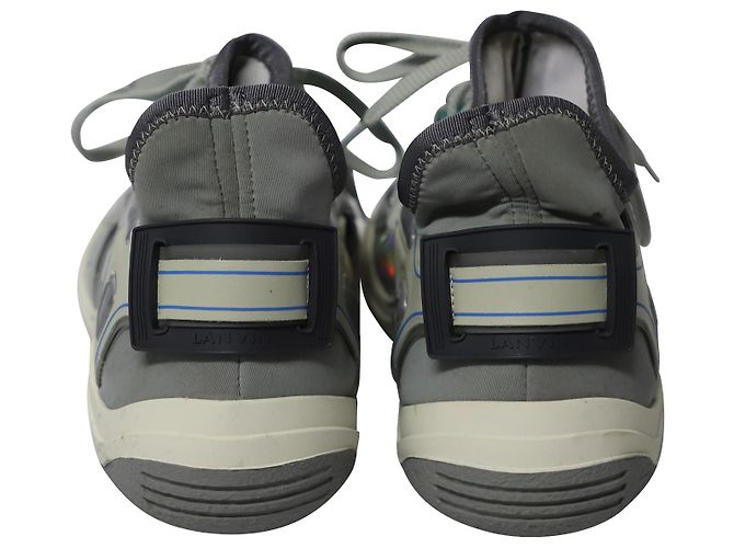 Sneaker Lanvin Mid Top Neoprene Diving in Pelle di vitello Nabuk Grigio - vista 4