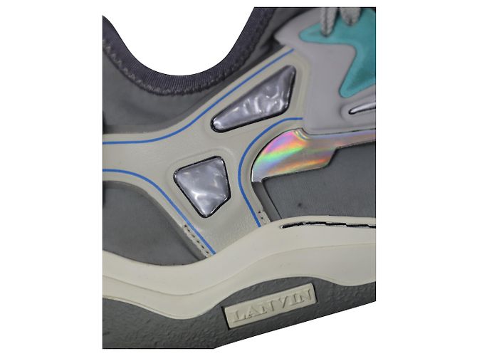 Sneaker Lanvin Mid Top Neoprene Diving in Pelle di vitello Nabuk Grigio - vista 5