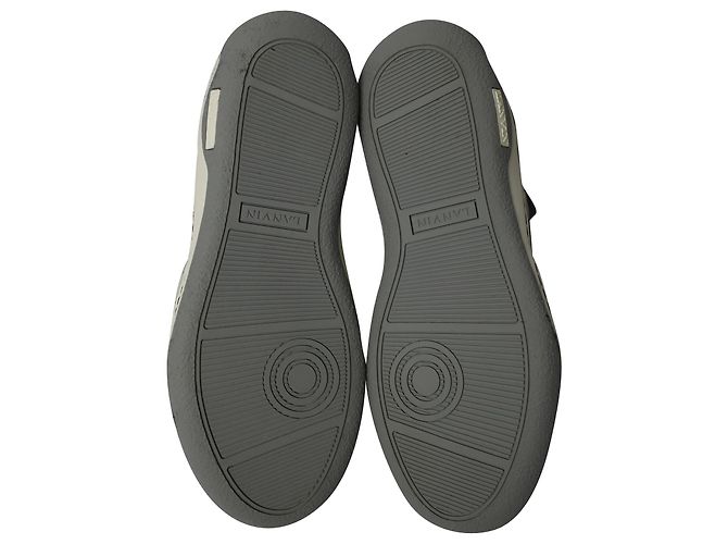 Sneaker Lanvin Mid Top Neoprene Diving in Pelle di vitello Nabuk Grigio - vista 6