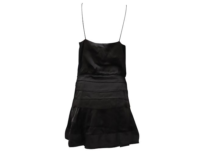 Derek Lam 10 Mini abito Crosby Cami con balze in viscosa nera Nero - vista 2