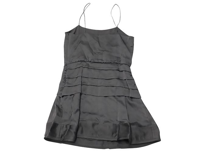 Derek Lam 10 Mini abito Crosby Cami con balze in viscosa nera Nero - vista 3