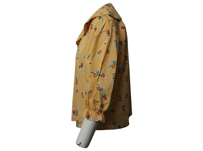 Autre Marque Blusa con cuello vichy y mangas abullonadas de Rixo en algodón amarillo - vista 2