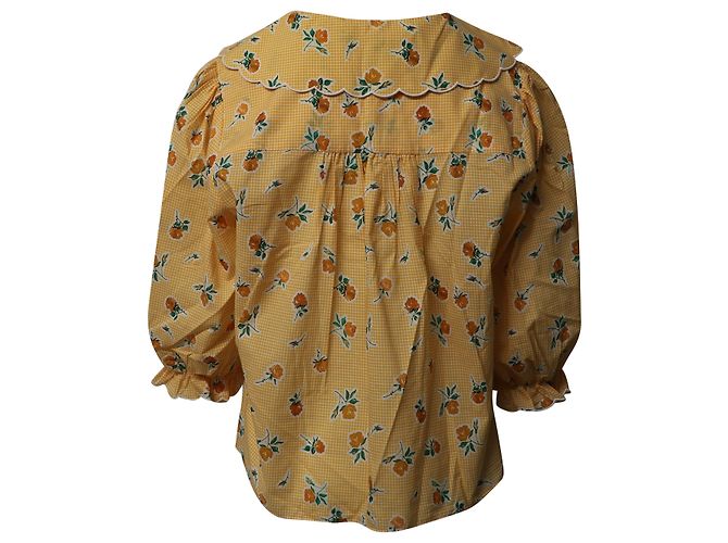 Autre Marque Blusa con cuello vichy y mangas abullonadas de Rixo en algodón amarillo - vista 3