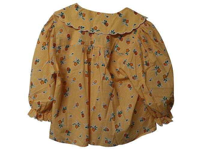 Autre Marque Blusa con cuello vichy y mangas abullonadas de Rixo en algodón amarillo - vista 4
