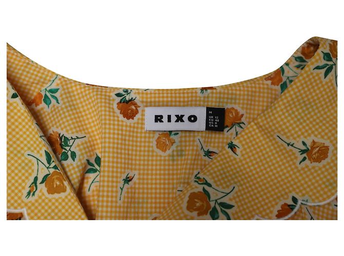 Autre Marque Blusa con cuello vichy y mangas abullonadas de Rixo en algodón amarillo - vista 7