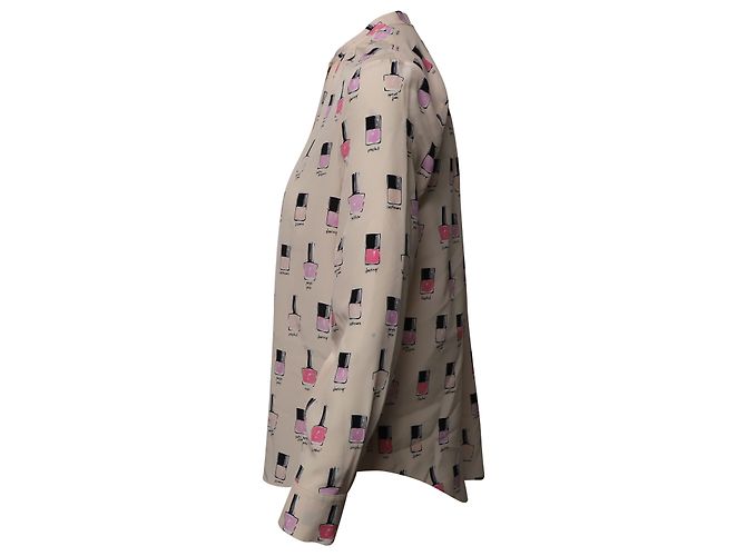 Kate Spade Bluse mit Nagellack-Print aus rosa Seide - Ansicht 2
