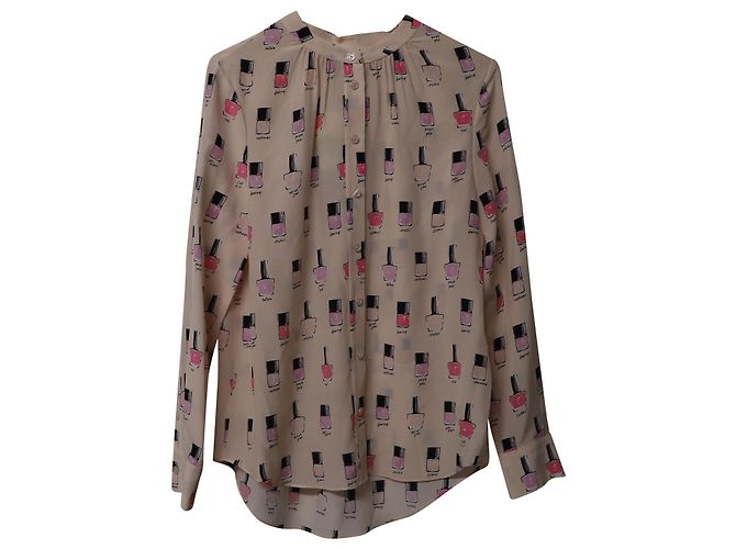 Kate Spade Bluse mit Nagellack-Print aus rosa Seide - Ansicht 5