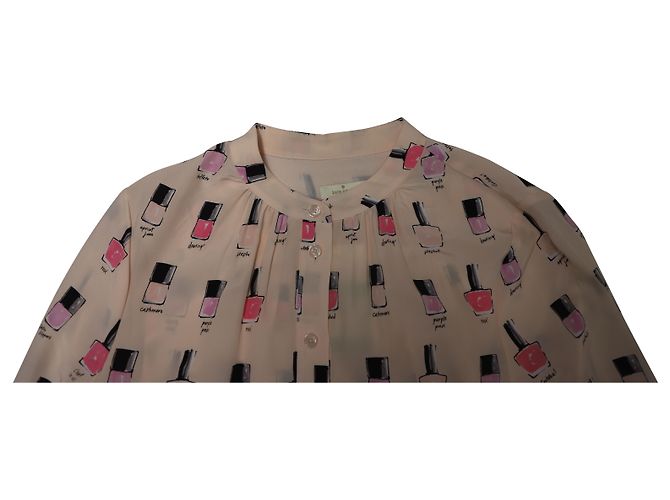 Kate Spade Bluse mit Nagellack-Print aus rosa Seide - Ansicht 6