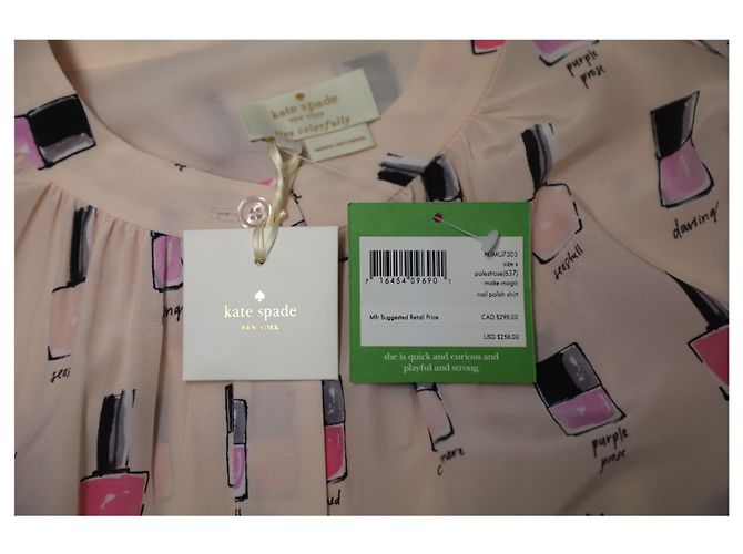 Kate Spade Bluse mit Nagellack-Print aus rosa Seide - Ansicht 8