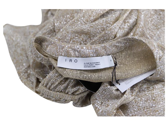 Iro Spacious Tie-Front Metallic Long-Sleeve Top in Gold Polyester Golden - view 4